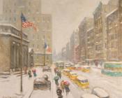 winter on the avenue at 42nd street - 盖·卡尔顿·威金斯